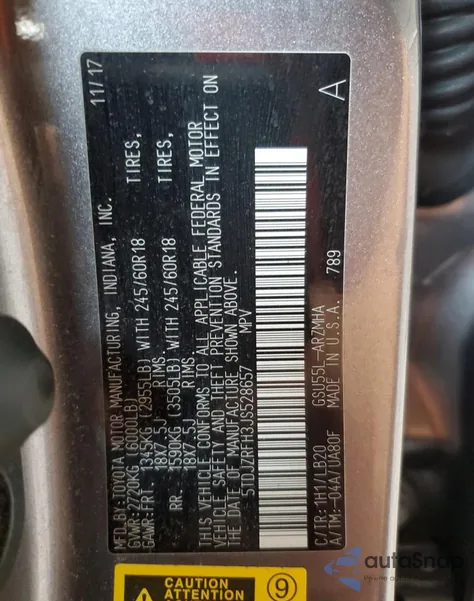 2018 Toyota Highlander Se from USA, damaged, VIN 5TDJZRFH3JS528657